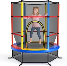 Goplus 55" Trampoline for Kids, 4.6 FT Mini Toddler with ASTM Certified Enclosur