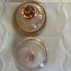 Lot of 2 Pink Depression Glass Round Replacement Lid Tall Knob 3.5" Inner Lip