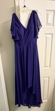 Azazie Mara Regency Purple Chiffon Bridesmaid Dress Custom Size 16 Formal