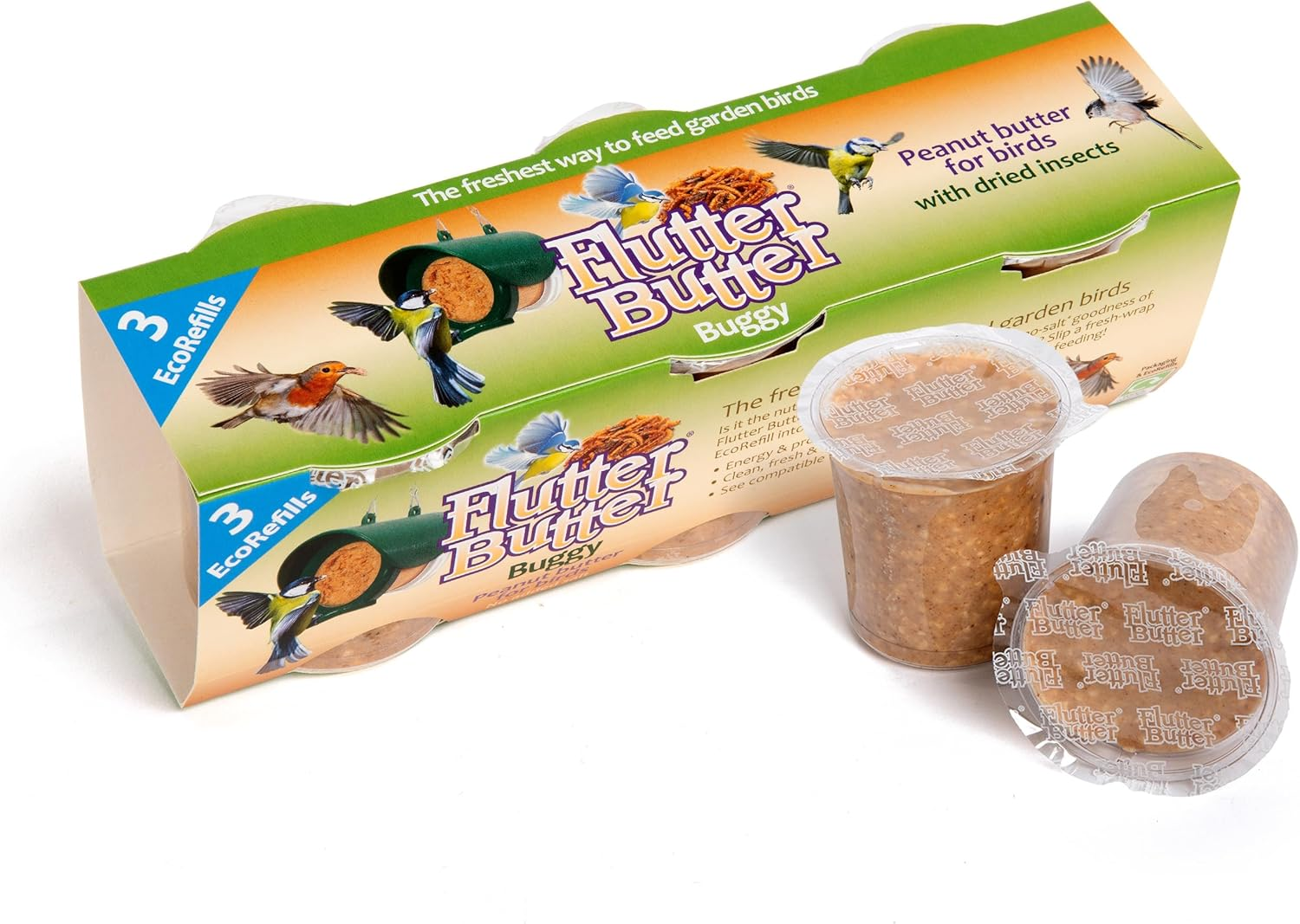 Jacobi Jayne Flutter Butter EcoRefills Buggy 3 Pack Peanut Butter Bird Feed