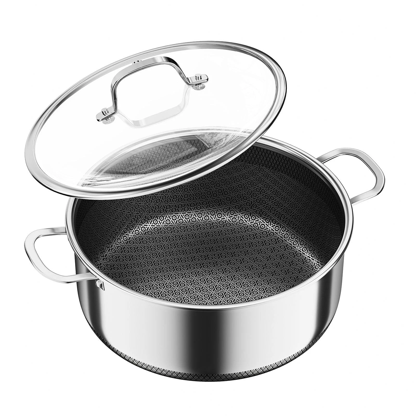 6 QT Stainless Steel Stock Pot with Lid, 10-inch Sauce Pan Induction Cookware...