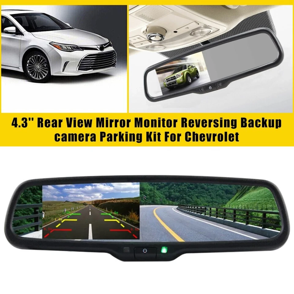 4.3'' Rear View Mirror Monitor Reversing Backup camera Parking Kit For Chevrolet - Image 4 of 4