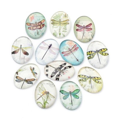 10 gemischte Flatback Glas Cabochons mit schönen Libellen Designs