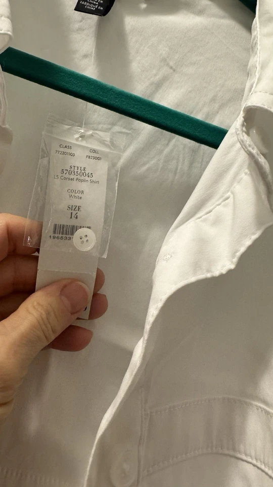 NUEVO CON ETIQUETAS Camisa Casa Blanca Mercado Negro Mujer 14 Blusa Blanca Abotonada Manga Larga Foto 3 de 4