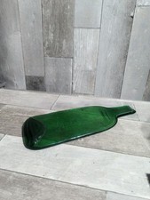 Vtg Emerald Green Glass Flat Wine Bottle Spoon Rest Cheese Tray Up cycled