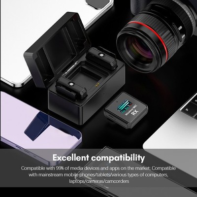 2.4GHz Wireless Lavalier Microphone System Clip-on Microphone 100m Transmission