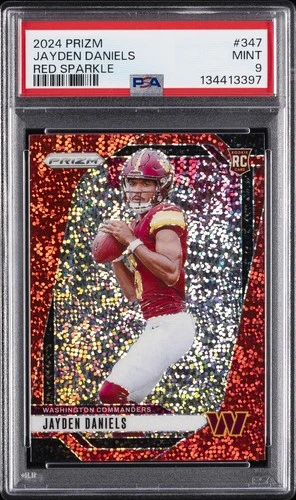2024 PANINI PRIZM RED SPARKLE #347 JAYDEN DANIELS ROOKIE RC PSA 9