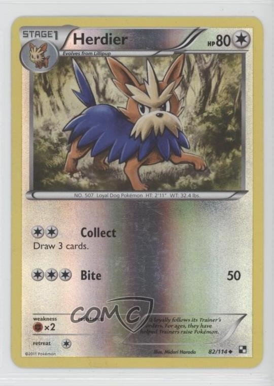 Herdier Reverse Foil Pokemon Black & White Base Set #82