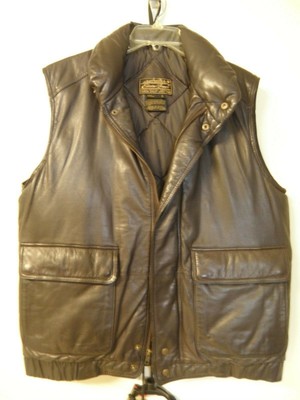 leather goose down vest