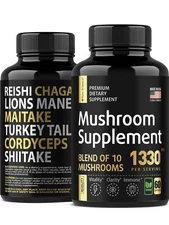 Mushroom Nootropic Supplement with Lions Mane- 10 Mushroom Blend: 60 Caps x3/27+