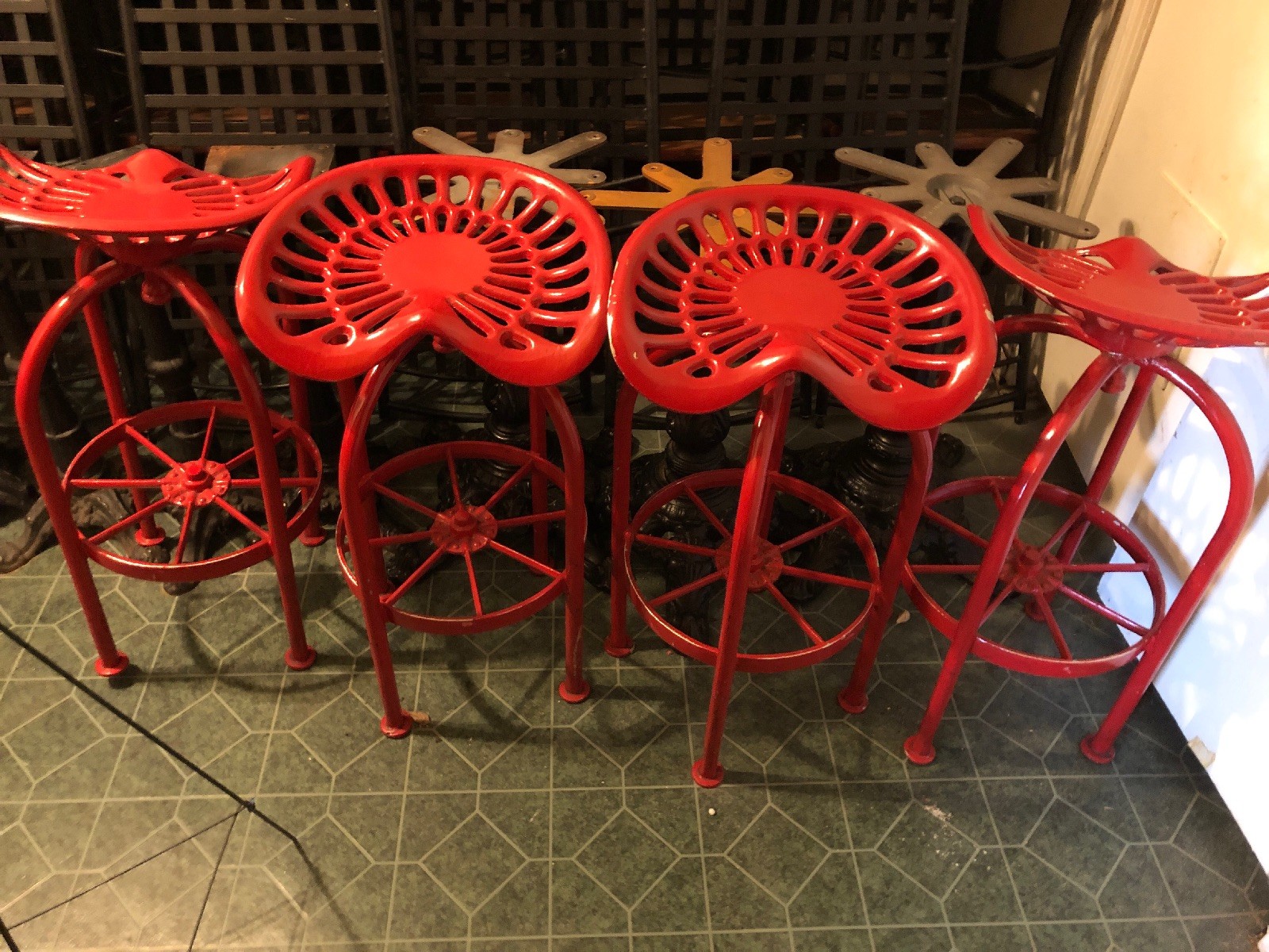 Tractor Seat Bar Stool, Wagon Wheel, Cast Aluminum, Used, Local Pickup