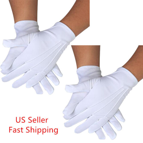 1/2/6/12 Pairs Marching Formal Tuxedo Honor Guard Parade Band Gloves Black/White - Picture 1 of 12