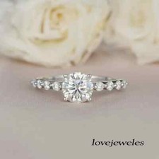 Lab-Created 2.2CT Round Cut Diamond Engagement Wedding Ring 14K White Gold Over
