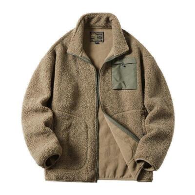 Mens Retro Winter Warm Faux Lamb Fur Fleece Jackets Coats Short Loose Outwear