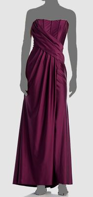 Aqua Women's Purple Wrapped Lined Satin Strapless Corset Dress Size 10