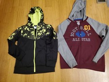 2 Big Boys Jacket Hoodies Zip Front Sweats Russell Camo XL14-16, Hanes XXL 18-20