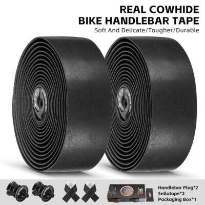 WEST BIKING Rennrad Fahrrad Lenkerbänder Rindsleder Lenkerband Schwarz ein Paar