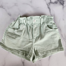 Zara 4-5 year girls high rise paperbag pastel mint green jean shorts