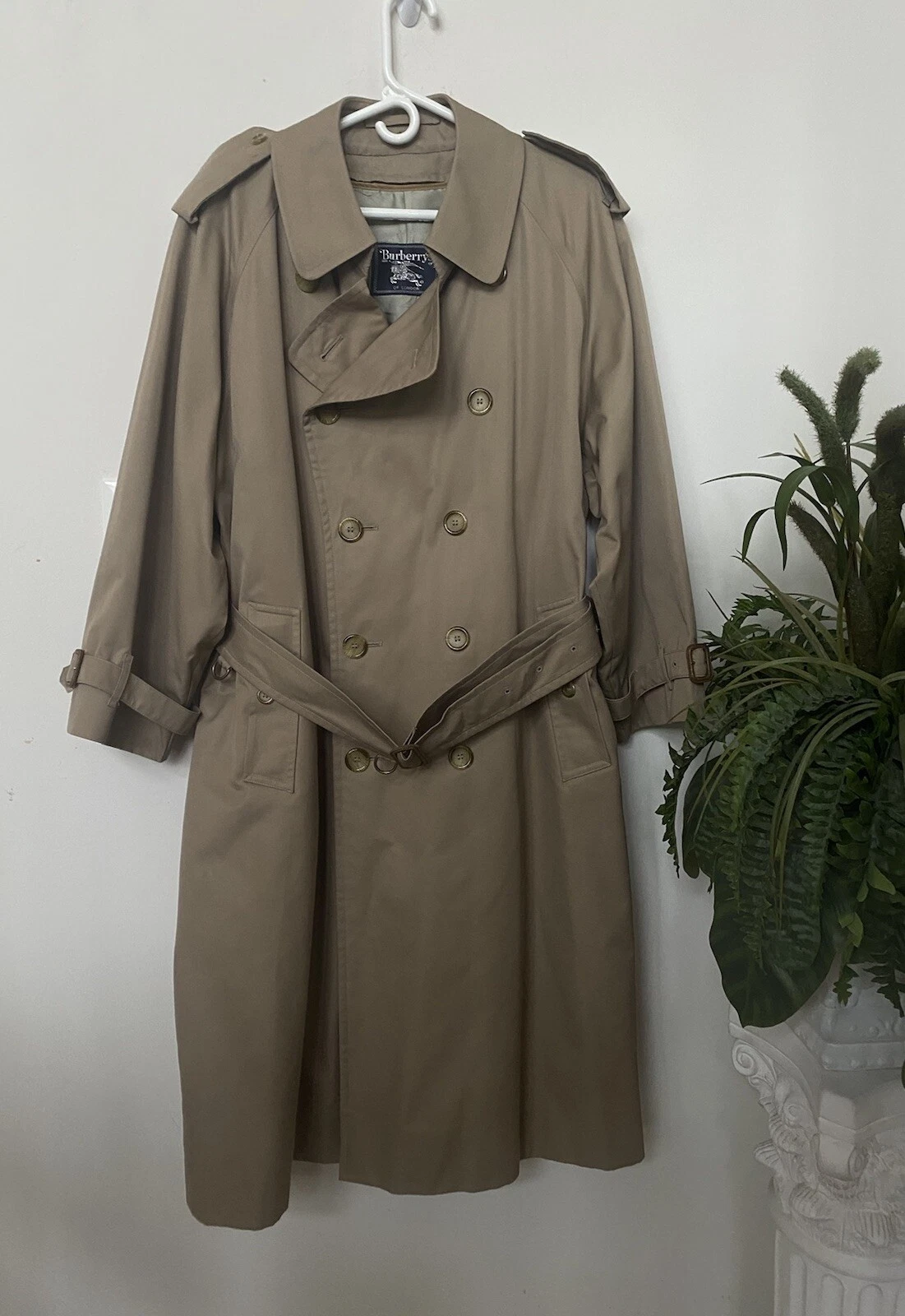 Trench Burberry London da uomo beige 100% lana cintura taglia 42 S in perfette condizioni! $2 890
