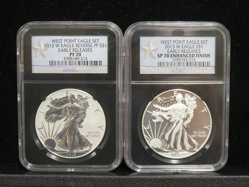 2013 W West Point Silver Eagle Two Coin Set NGC SP/PF 70