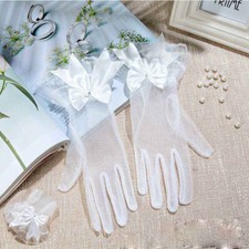 Wedding Lace Gloves Photography Travel New Bridal Bow White Sunscreen Gloves
