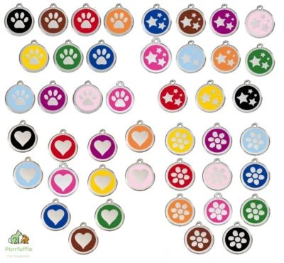 RED DINGO ENGRAVED DOG / CAT IDENTITY TAGS Personalised ID Heart Flower Star Paw