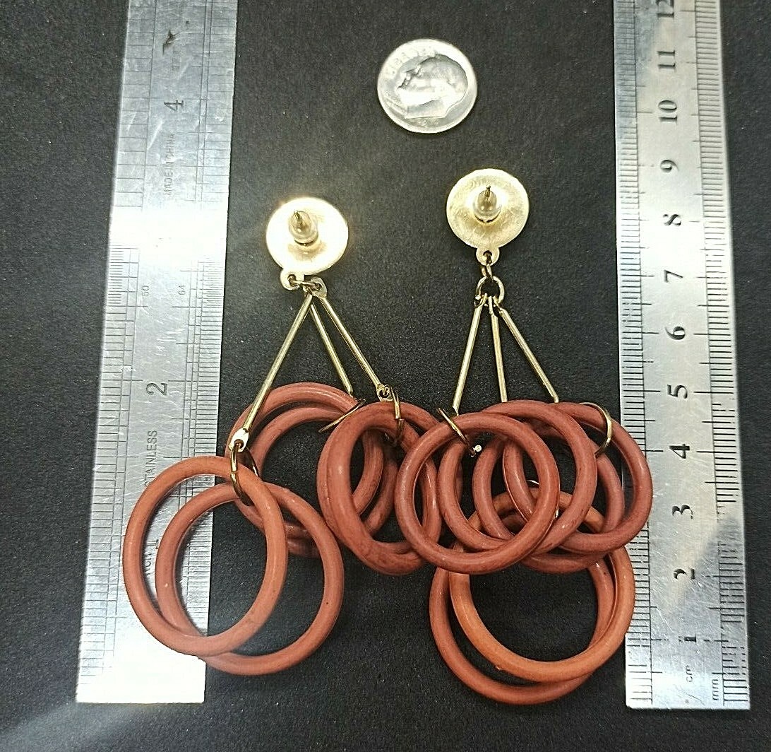 Cluster Earrings 80s Statement Hoops Chandelier A… - image 12