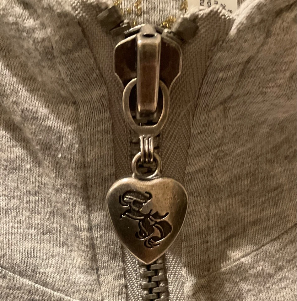Twisted Heart Gray Zip Up DOUBLE HOODIE M Size Medium Y2K Rare - Image 4 of 4