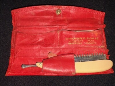 Vintage Durham Duplex Razor Company Straight Razor Shaving Kit with New Blades