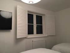 SOLD - White Wooden Window Plantation shutters, 120.8 cm wide, 114 cm high
