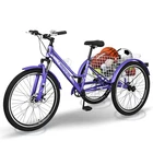 Adult 24"/26" wheel Tricycle Three-Wheel 7-Speed Mountain Trike Bike  w/ Basket