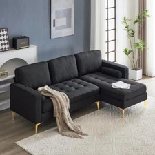 Modern Convertible Sectional Sofa Set L Shape Sofa Couch Chaise for Living Room