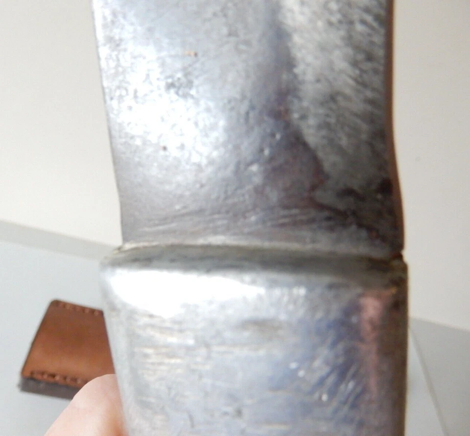 Cuchillo de caza vintage de 12 1/2" con punto de arrastre, hoja de carbono de 7,5", funda de cuero Foto 3 de 4