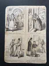Satirical small cartoons  Victorian illustration sheet