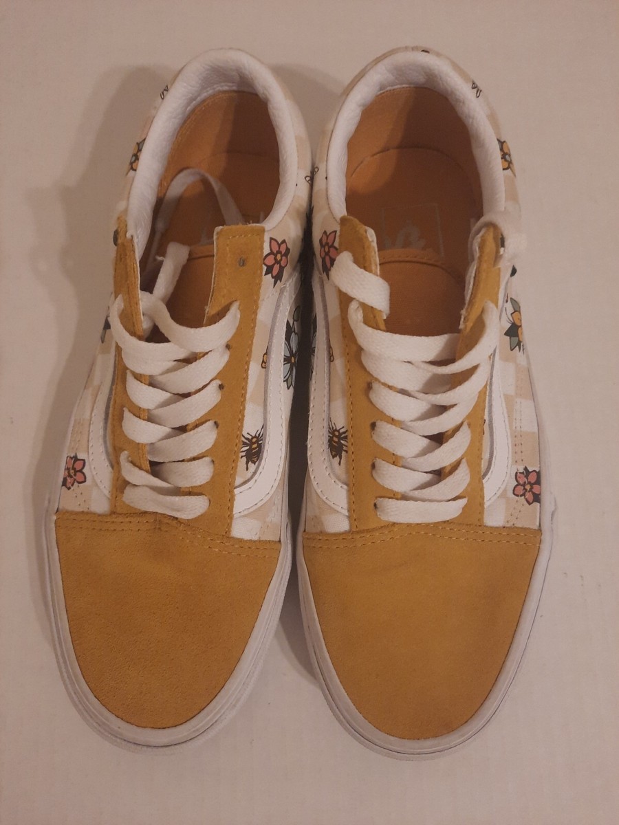【ぬる】38灯 oldsea Vintage flower brown Vans Shoes Womens 7.5 Old Skool Floral Print Sneakers 507698