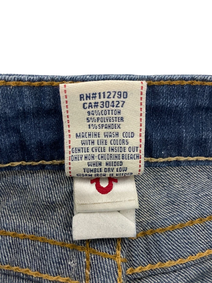 True Religion Allie Cuff Shorts Womens Size 28 Blue Denim Low Rise 5 Pocket - Image 4 of 4