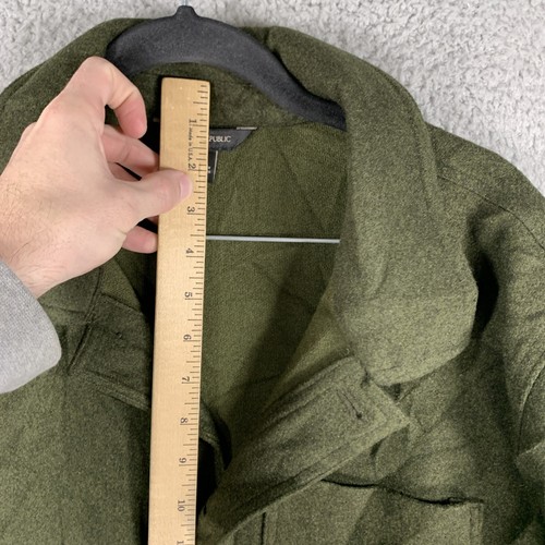 Banana Republic Jacket Mens Large Green Polyester Military Field Button Down - Picture 4 of 9