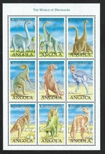 Angola - 1998 9v. Mini Sheet The World of Dinosaurs  