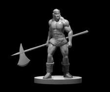 Human Male Barbarian with Halberd 28mm Scale DND D D Tabletop Miniature