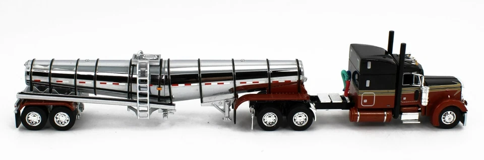 2023 DCP 1:64 *NEGRO Y NARANJA* Peterbilt 379 63" techo medio con petrolero polar cromado Foto 3 de 4