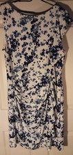 American Living Women’s Size 16 Blue White Indepensible Ruched Stretch Dress
