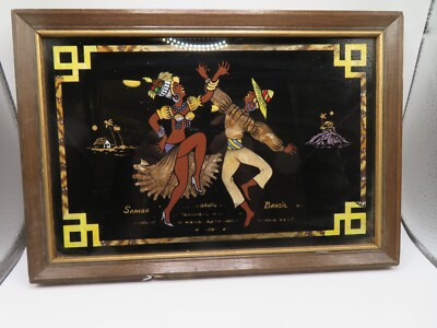 Vintage Butterfly Wing SAMBA  BRASIL  DANCERS  Art Deco FRAMED 13 X 9 INCH