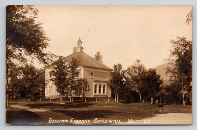 Postcard VT Guildhall Vermont Benton Library RPPC c1930s AW16