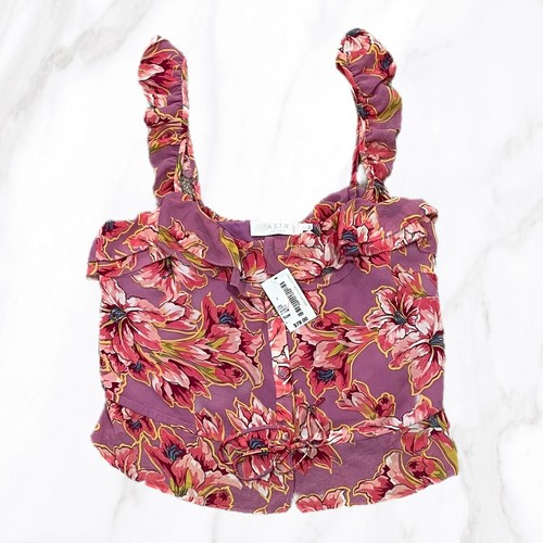 ASTR the Label Cropped Pink & Purple Floral Sherri Top, Size L - Imagen 3 de 7