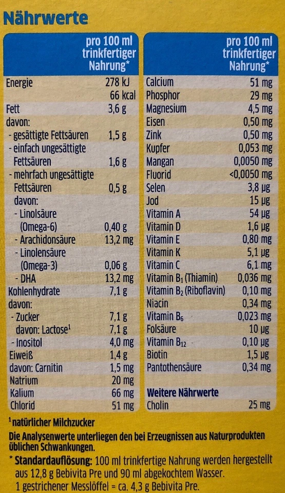 Bebivita PRE Anfangsmilch, 4er Pack (4 x 500g) - Bild 3 von 4