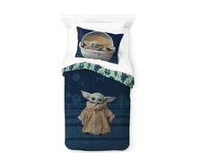 NEW The Mandalorian Baby Yoda Kids 2-Piece Twin/Full Comforter Set, Reversible