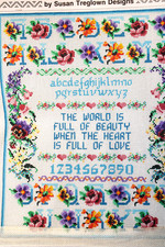 Needlepoint Canvas Vintage S. Treglown Spring Summer Fall Sampler Flowers RARE