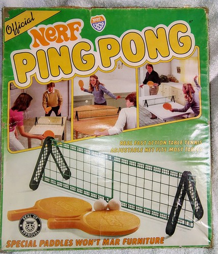 Rare Vintage NERF Ping Pong Table Tennis Game 1982 Missing Balls.. Original Box