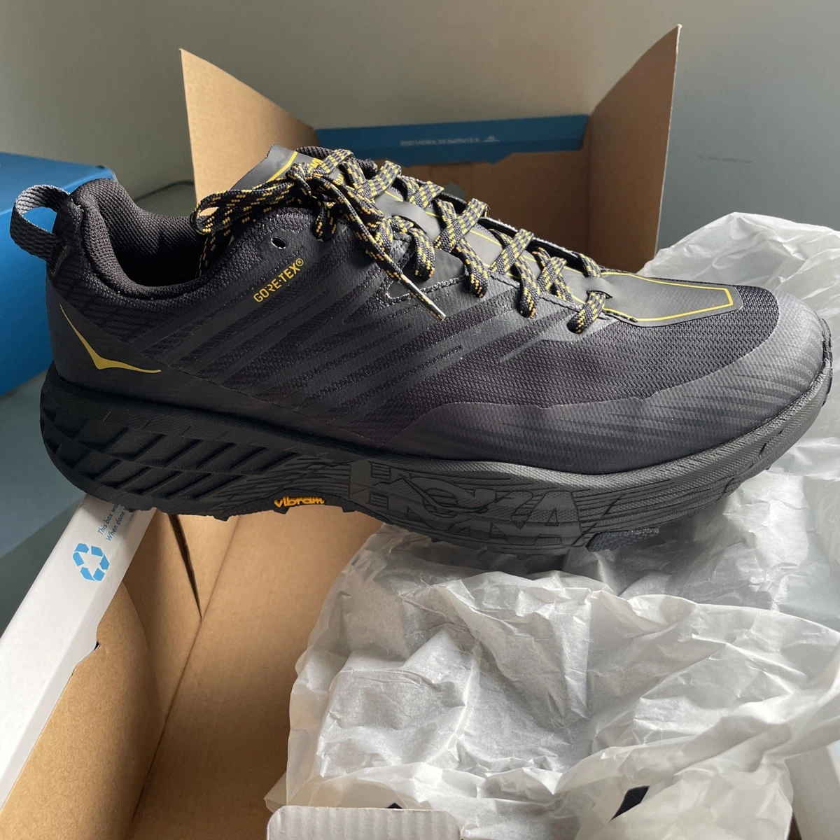 Hoka One One Mens 12‎ Anthracite Black Speedgoat 4 GTX Gore-Tex Trail Vibram Hoka One One Speedgoat 4 Mens 12 Black Trail Running Shoes  main image 4