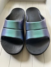 WOMEN'S OOAHH LUXE SLIDE SANDAL MIDNIGHT SPECTRE W11 M9 metallic